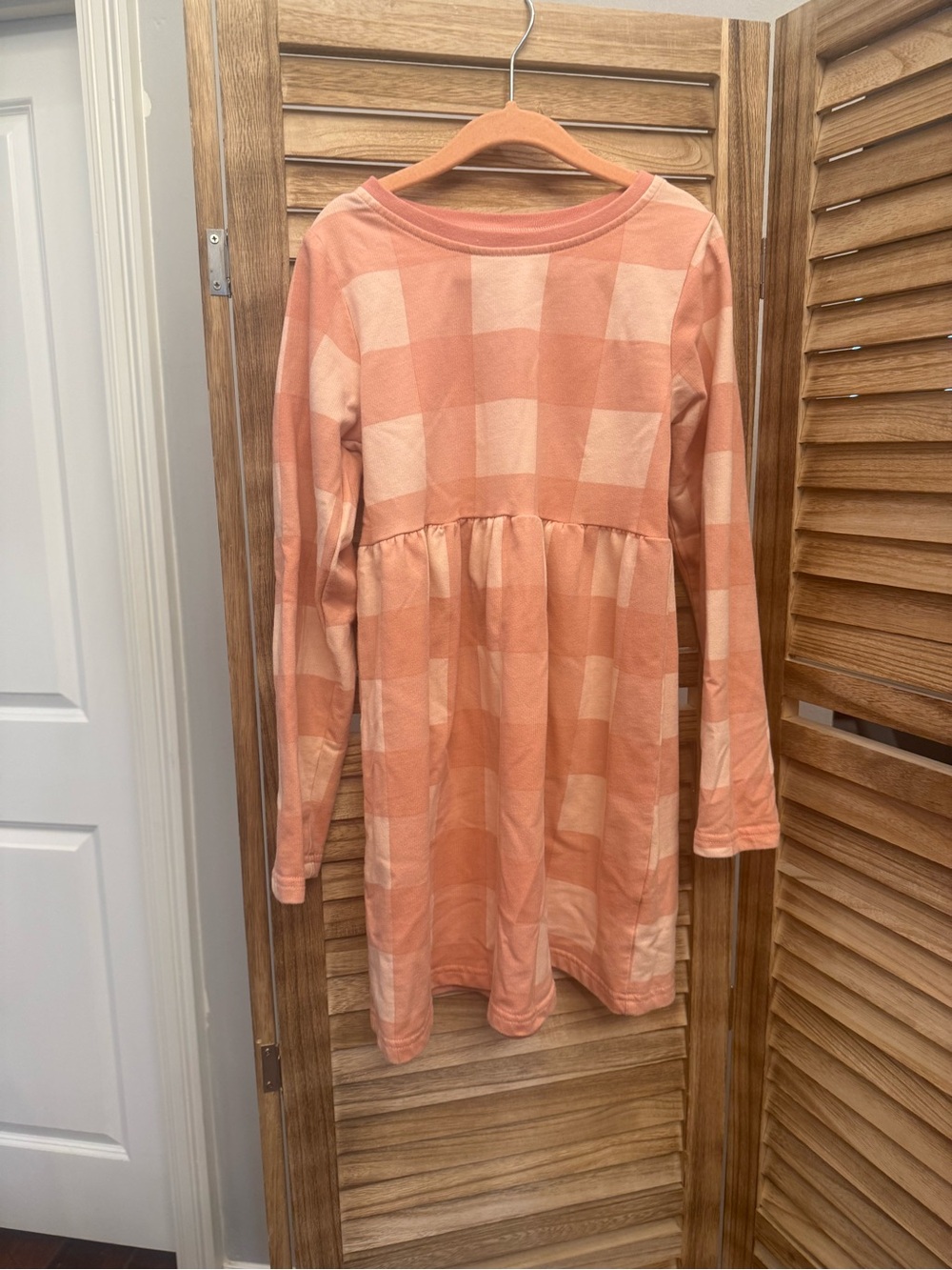 Outdoor Life Peach Plaid Long-Sleeve Girls' Dress